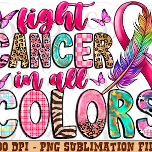 Western fight Cancer in all colors png sublimation design download, Cancer Awareness png, Breast Cancer png, feather png, sublimate download