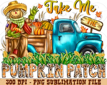 Pumpkin Patch Truck PNG, Fall Sublimation Design (Digital Download)