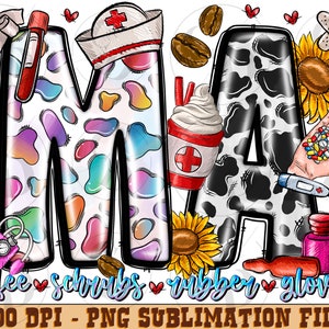 Nurse MA Coffee Scrubs PNG, Medical Sublimation Design (Digital Download)