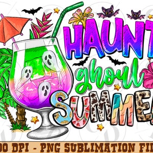 Spooky Summer PNG, Ghost Cocktail, Goth Sublimation Design (Digital Download)