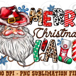 Merry Christmas Y'all PNG, Sublimation Design, Digital Download, Sublimation, Santa Claus Png, Merry Christmas Cowboy, Western Christmas Png