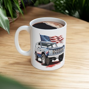 Ford Bronco Coffee Mug Ford Bronco lovers mug retro bronco mug american flag