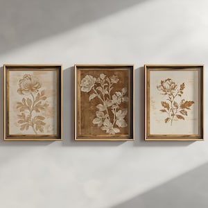 Vintage Blumenmuster Set: Beige braun antiker Stil (Digitaler Download)