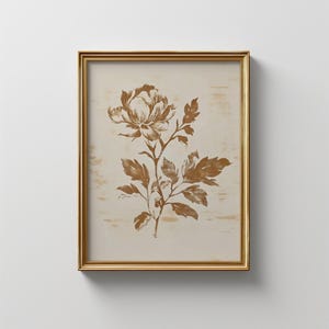 Vintage Floral Print: Burnt Orange Flower Illustration (Digital Download)