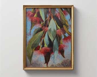Eucalyptus & Red Gum Blossom Print: Vintage Australian Wall Art (Digital Download)