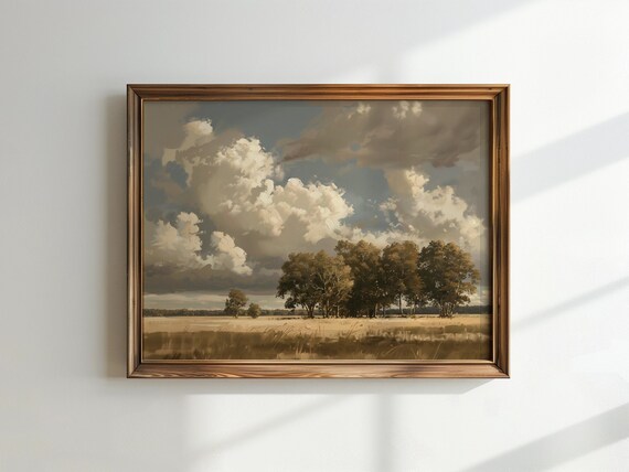Vintage Australian Landscape Print: Moody Autumn Sky (Digital Download)