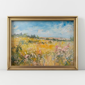 Vintage Australische landschapsprint: wilde lentebloemen (digitale download)