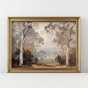 Vintage Australische landschapskunst met eucalyptus (digitale download)