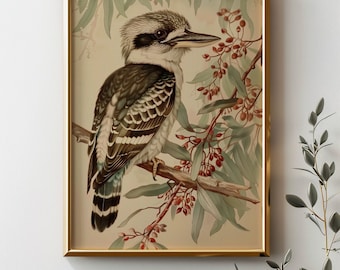 Vintage Kookaburra | Digital Download | Australian Birds Wildlife | Bird Wall Art | Printable Download