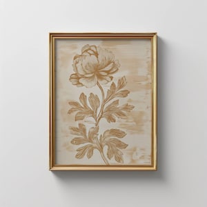 Vintage Floral Print: Burnt Orange Flower Illustration (Digital Download)