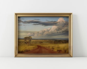 Australian Outback Print: Vintage Desert Road Landscape (Digital Download)