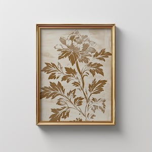 Vintage Floral Illustration Art Print: Burnt Orange Flower (Digital Download)