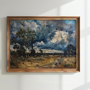 Vintage Australian Bush Landscape Print: Dark Moody Art (Digital Print)