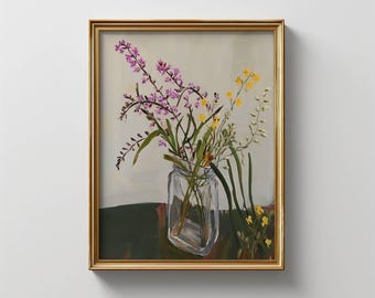 Australian Wildflower Still Life Art Print: Native Floral Oil Painting Style (Digital Download)