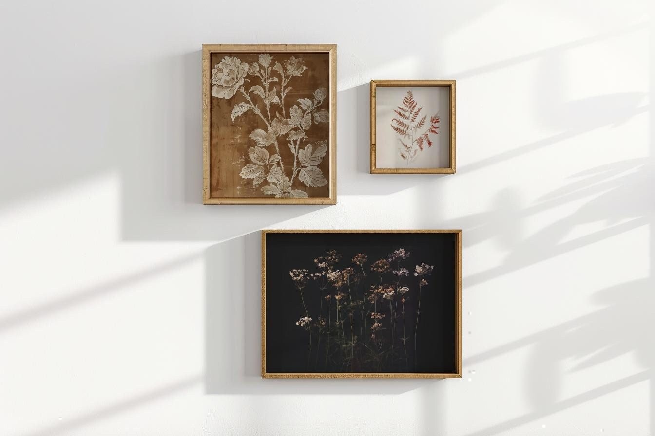 Botanische Wand Kunst Set: Vintage Blumen & Farn Drucke (Digitaler Download)