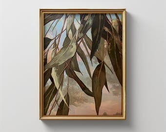Vintage Eucalyptus Leaves Print | Oil Painting Style Printable | Australian Gum Tree Wall Art | Digital Download