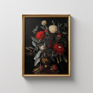 Vintage Dark Floral Australian Flowers | Dark Academia | Digital Print