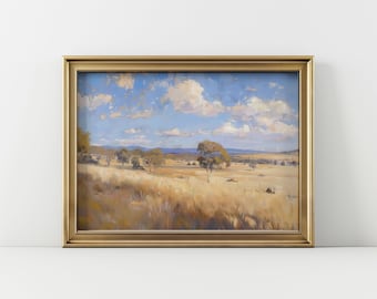 Stampa vintage di un paesaggio dell'entroterra australiano (download digitale)
