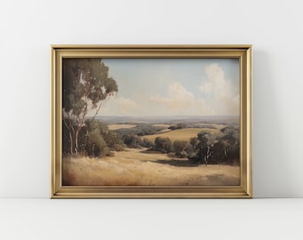 Vintage Australian Landscape Oil Painting: Outback Bush Art (Digital Download)