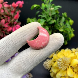 Pink Thulite Moon Shape Gemstone, Natural Thulite Semi Precious Stone, Thulite Healing Crystal Cabochon, Thulite Unique Quality Stone