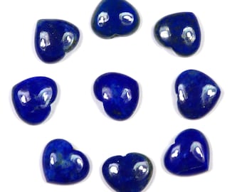 AAA Lapis Lazuli Heart Stone Lot: 9 Cabochon Gemstones