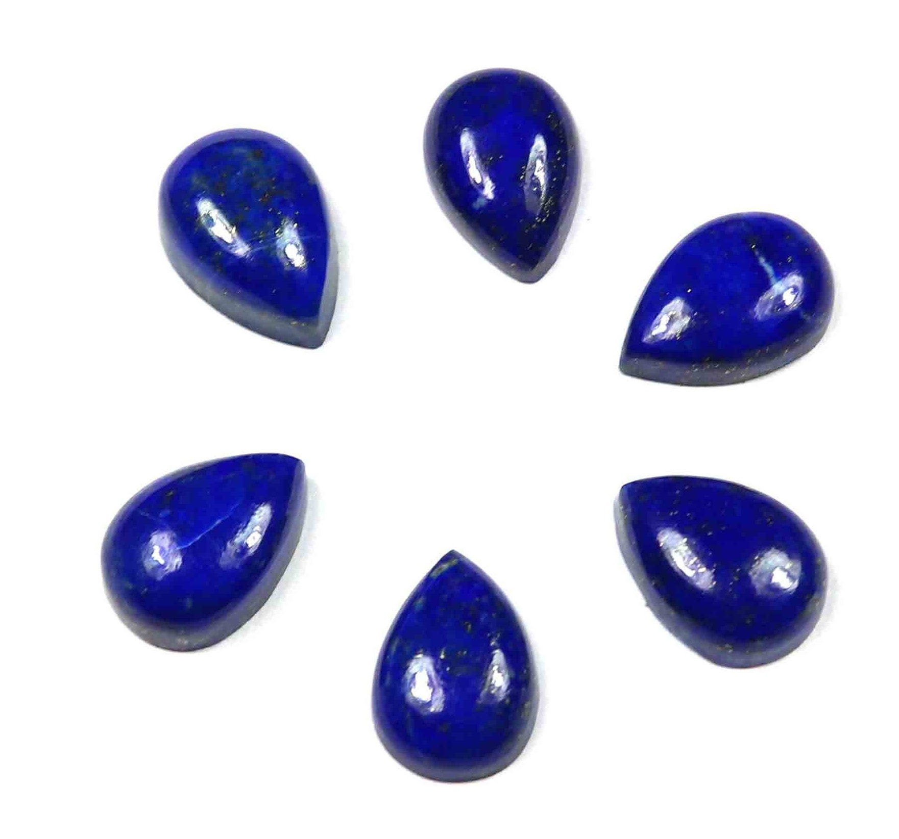 Lapis Lazuli Teardrop Gemstone Lot: Handmade Cabochon Stones