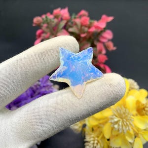 Unique Quality Opalite Star Gemstone, Natural Opalite Handmade Stone, Opalite Semi Precious Cabochon, Opalite Loose Smooth Polished Gemstone