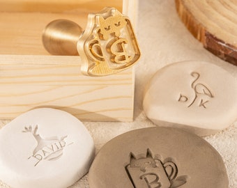 Keramische handtekening stempel logo, 12 mm dikke koperen aardewerk stempel, op maat gemaakte klei, aangepaste koperen stempel voor klei, stempel voor zeep, geschenken voor Potter