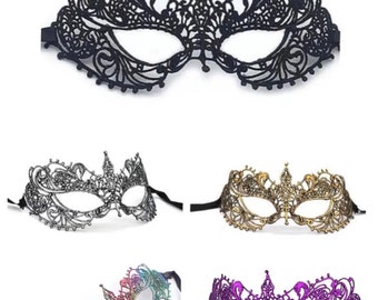 Lace masquerade party venetian style mask with pointed spike detail