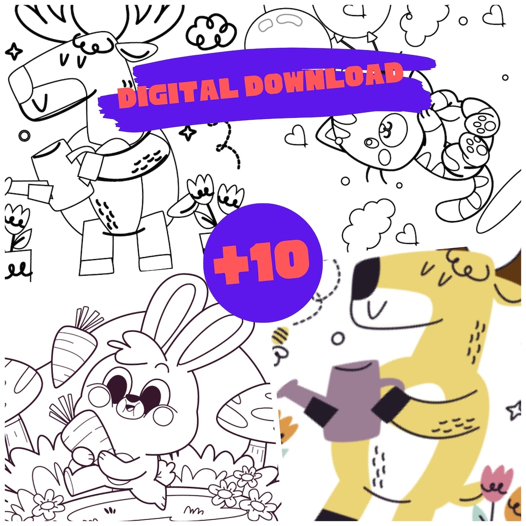 Printable Funny Animals Coloring Pages for Kids from Etsy
