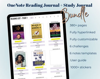 OneNote Reading Journal and Study journal Bundle I Light - Dark mode I Fully hyperlinked Onenote template for iPad, Windows, Mac and Android