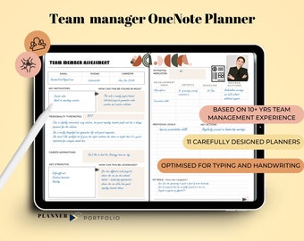 OneNote templates, work planner, Business planner for team manager Boho OneNote Digital planner for Android, iPad, Windows, MacBook