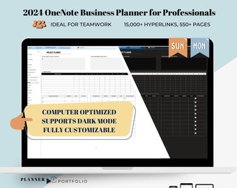 Ultimate OneNote planner bundle for Business, Dark and light mode, planner for work, Hyperlinked OneNote template 2024
