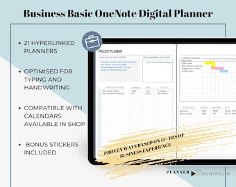 OneNote template for Business I Hyperlinked minimalist OneNote planner for iPad, Android, Windows and Mac