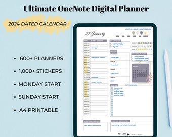 Life planner, OneNote template 2024, Hyperlinked Daily planner Monthly Weekly OneNote self care Planner for Android iPad Windows MacBook