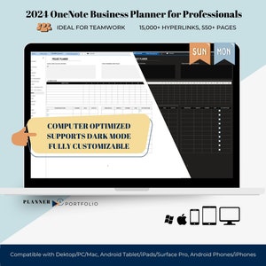 Ultimate OneNote planner bundle for Business, Dark and light mode, planner for work, Hyperlinked OneNote template 2024