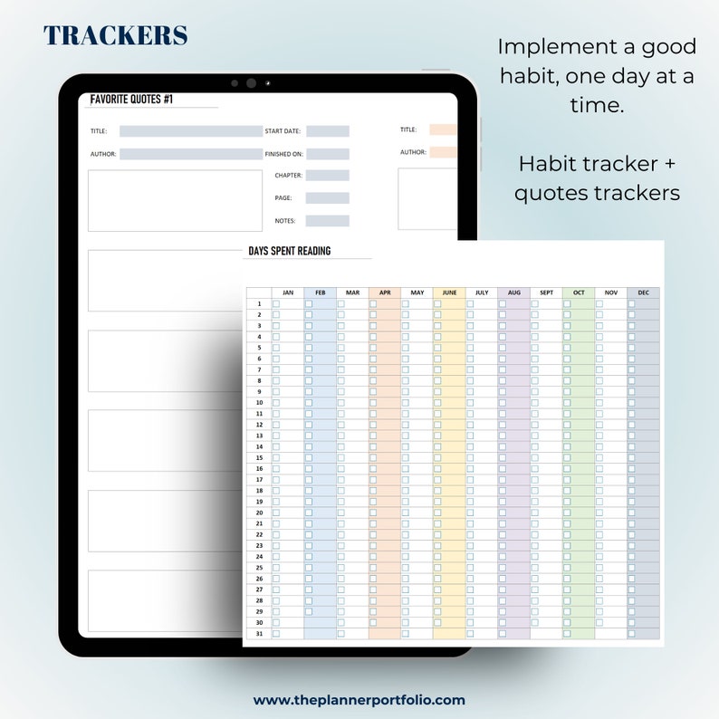 Onenote template, quotes tracker, habit tracker.