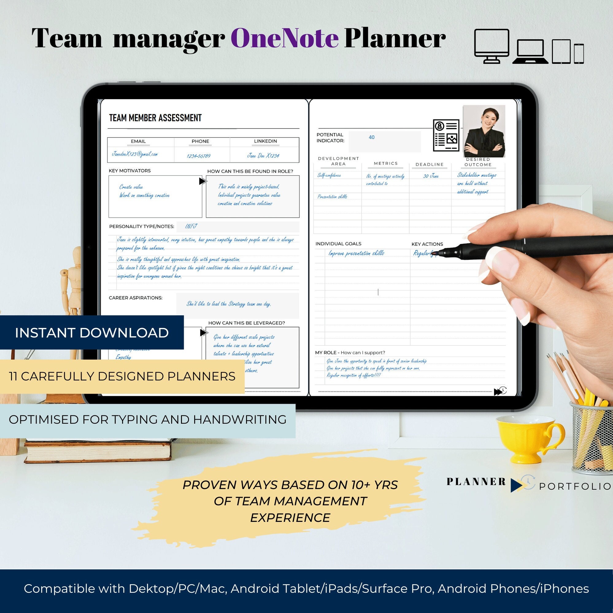 Onenote Planner Corporate Planner for Team Manager - Etsy UK