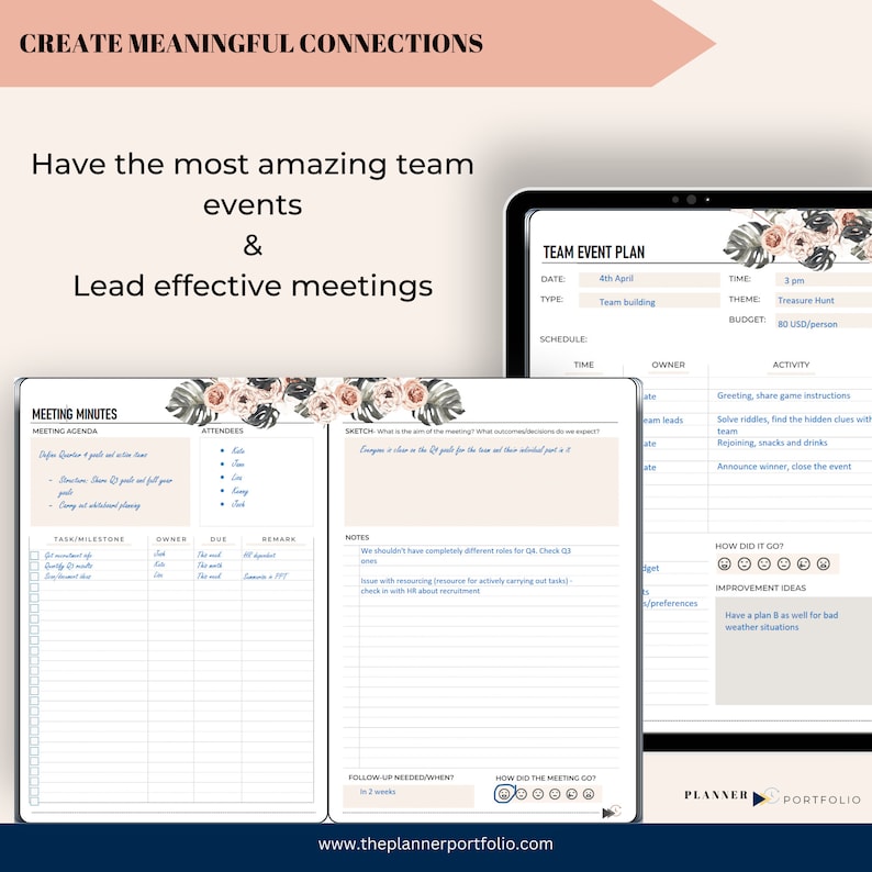 Onenote Template Corporate Planner for Team Manager Pink - Etsy