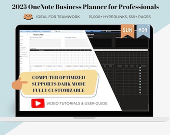 Ultimate OneNote planner for work, Dark and light mode, planner for work, Hyperlinked OneNote template 2025