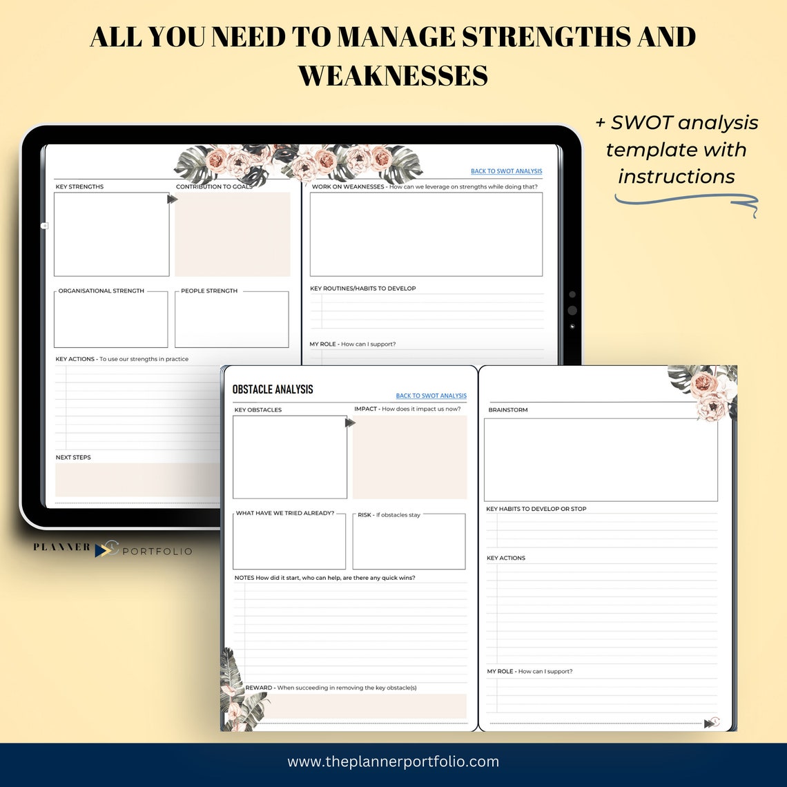 Onenote Template for Business, Hyperlinked Pink Planner, Onenote