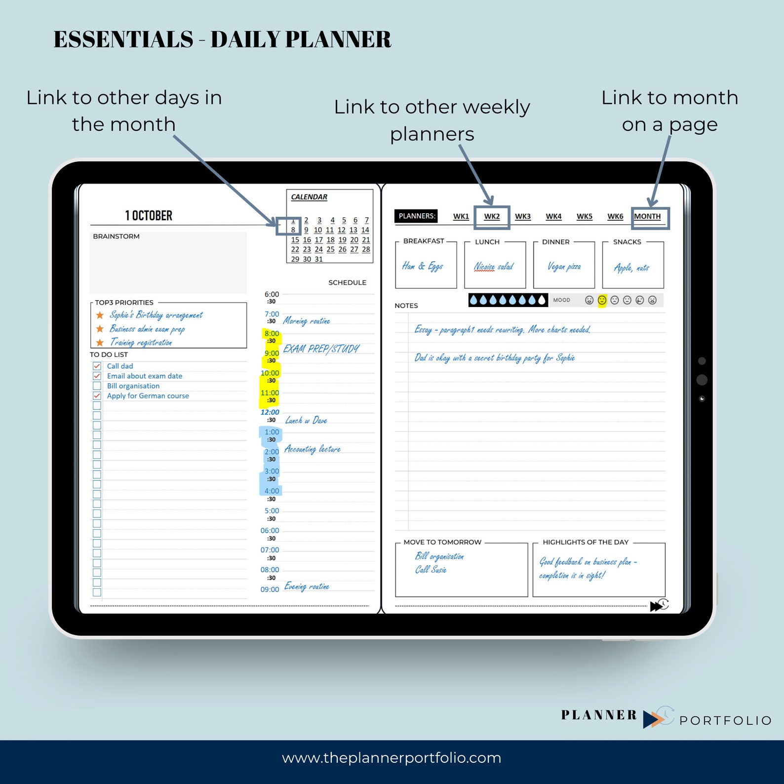 Ultimate Onenote Template for Students, Hyperlinked Daily Study Planner ...