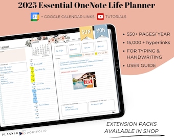 OneNote Digital Planner, 2025 onenote templates, pink daily planner, weekly planner,iPad and android planner + Windows, Mac, Surface pro