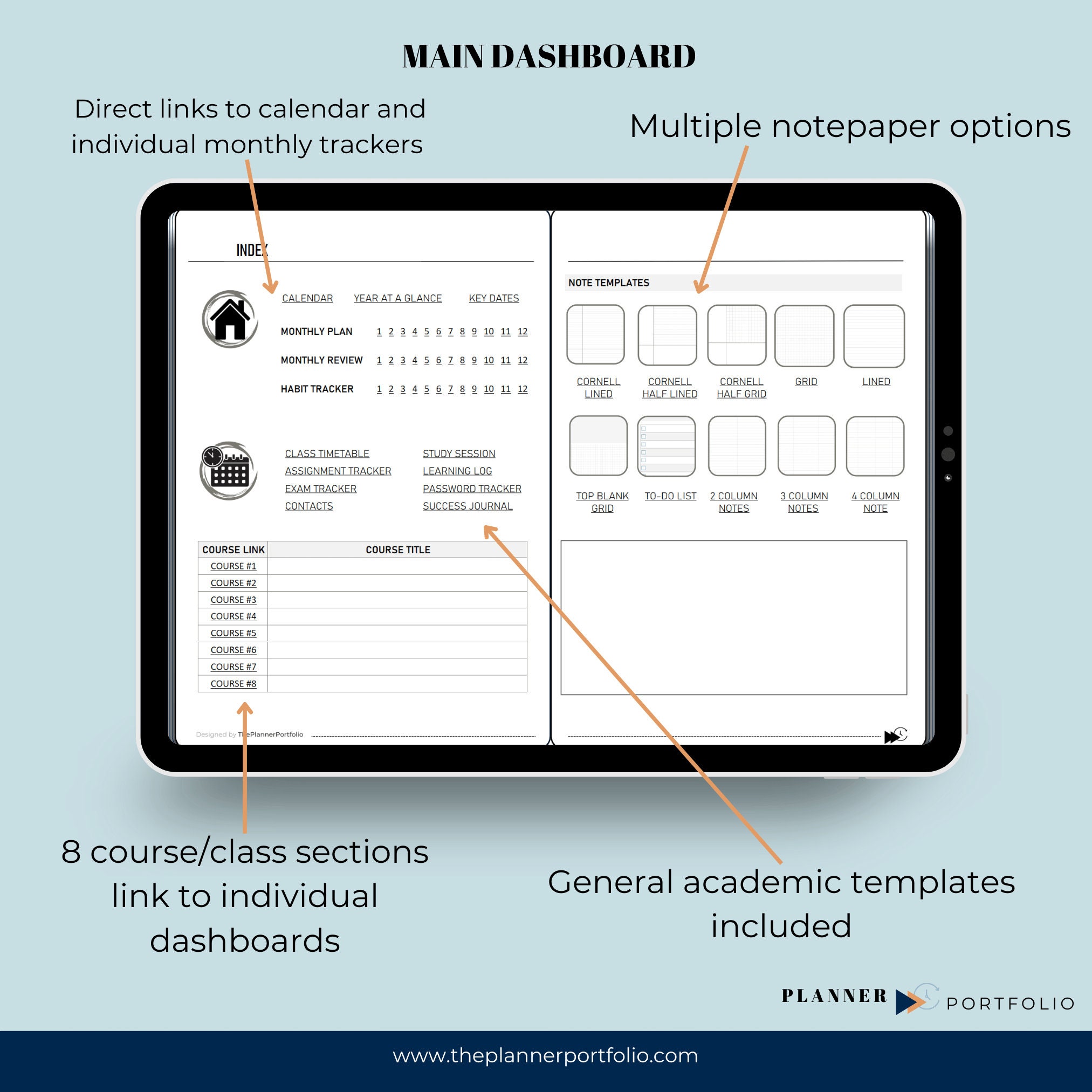 Onenote Study Sheets Ultimate Onenote Template for Students, Hyperlinked Daily Study Planner ...