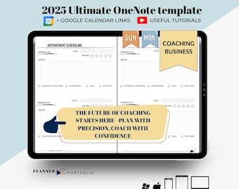 Ultimate OneNote templates 2025 for small business, Coaching planner, OneNote appointment planner for iPad, Mac, Windows, Android