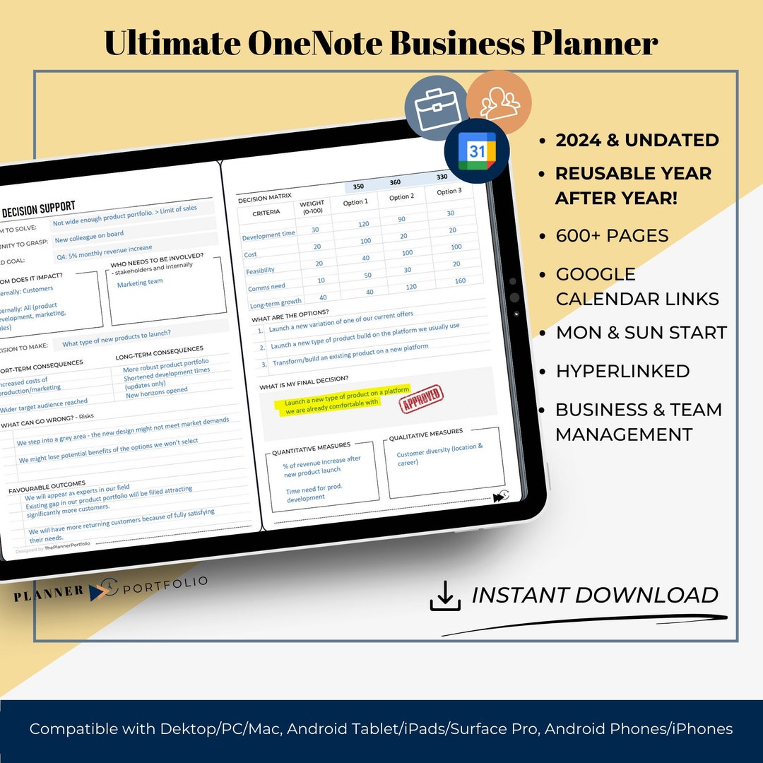 Ultimate Onenote Planner for Business Corporate Planner for - Etsy ...