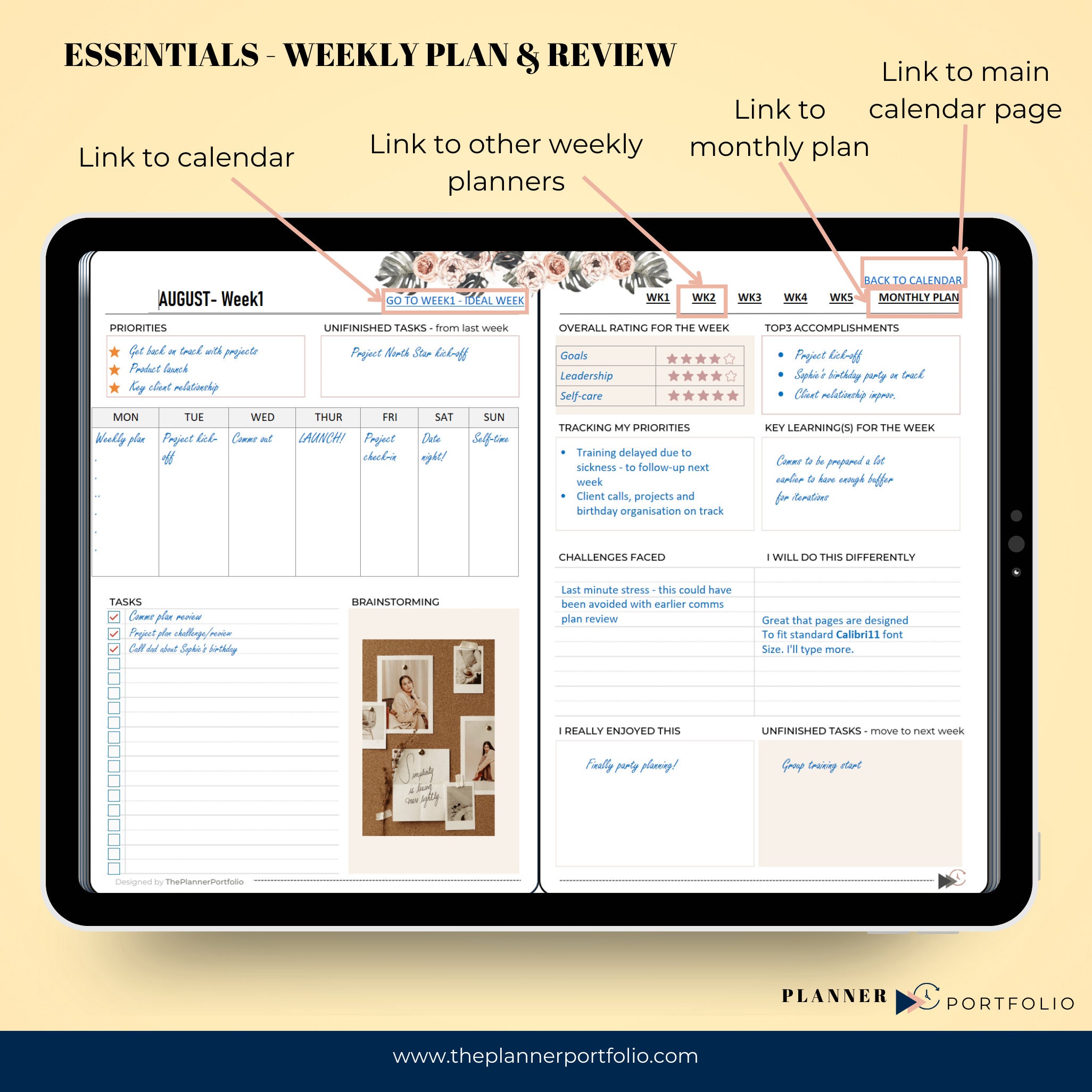 Onenote Planner 2024, Hyperlinked Onenote Daily Planner,weekly, Monthly