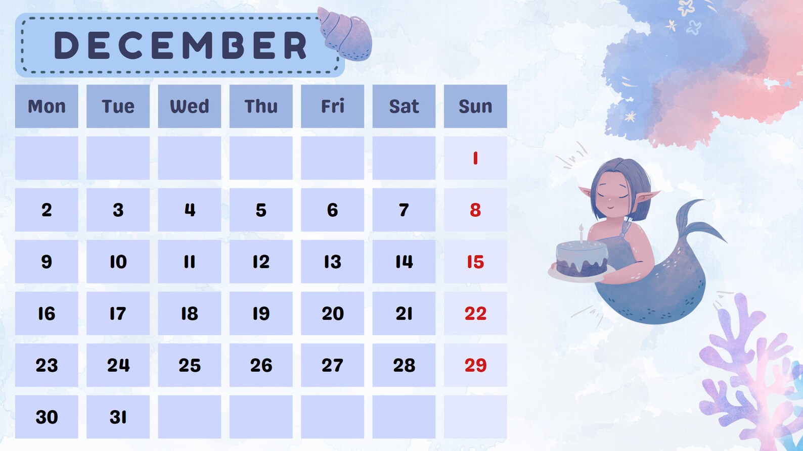 Little Mermaid Calendar 2024 Printable Printable Calendar PNG Etsy Norway