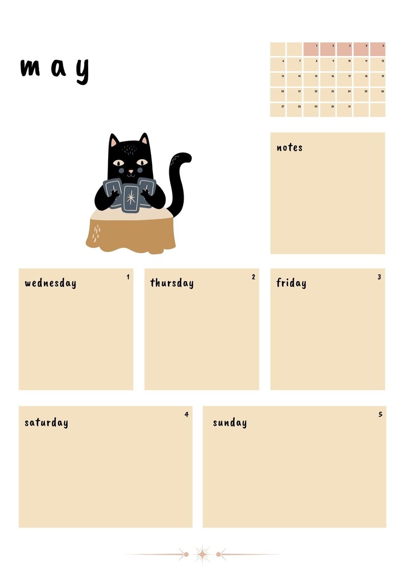 Printable Tarot Calendar 2024 Daily Planner Monthly Planner Etsy