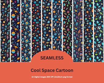 Collezione di motivi senza soluzione di continuità a tema spaziale (10 motivi)